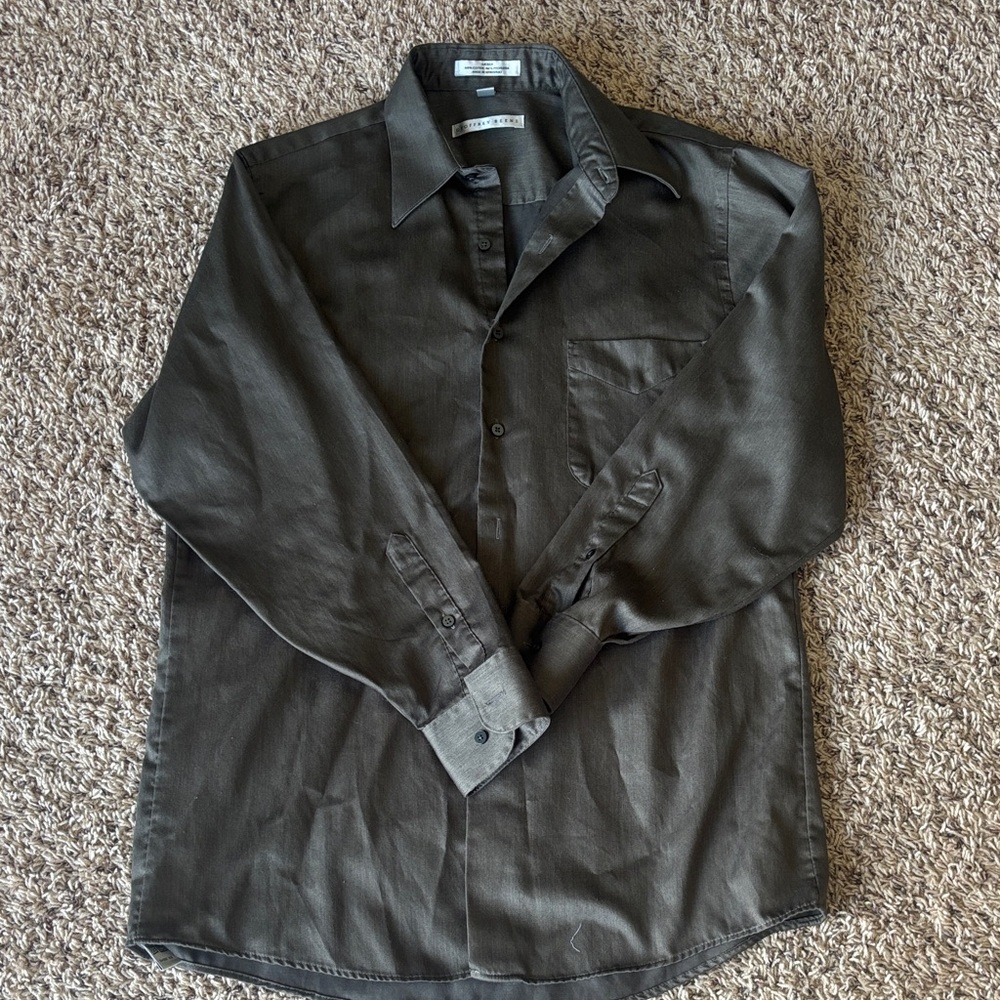 Men’s M dress shirt, dark green/grey, great condition